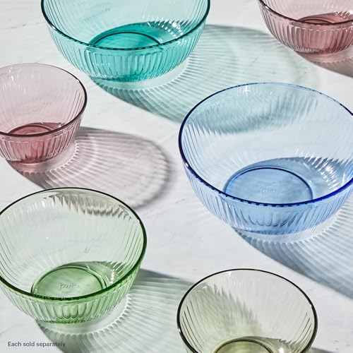 Pyrex Colors (3-Pack) Sculpted Tinted Glass Mixing Bowls with Plastic Lids - color: Pink, Green, Blue, size: 3-Pack, Small/Medium/Large, With Lids