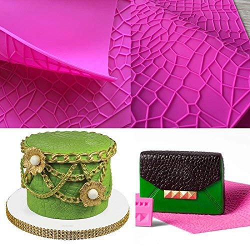Large Silicone Imprint Mat Crocodile Alligator Pattern Cake Embosser Lace Impression Press Mold Border Rind Fondant Decorating Mold DIY Baking Tools Embossing Pad Sugarcraft Clay Mould