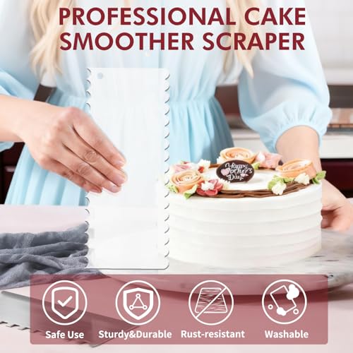 7 Pcs Clear Cake Scraper Set Acrylic Cake Scraper Smoother Cake Stripes Edge Contour Comb Clear Acrylic Cake Decorating Supplies for Mousse Butter Cream Frosting - size: 7 Pcs