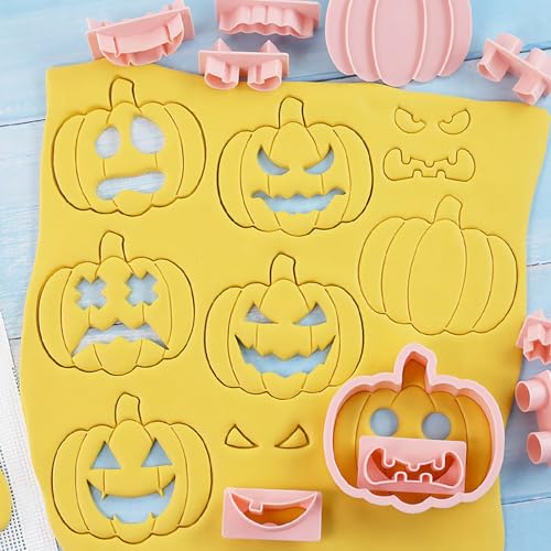 10 Pcs Mini Pumpkin Face Cookie Cutters DIY 3D Halloween Cookie Stamps - color: Halloween K-10