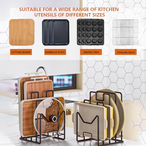 Multifunctional Cutting Board Organizer, Cutting Board Holder Rack Baking Cookie Pan Sheets Cooling Racks Storage Stand for Kitchen Cabinet -Divided Holder with 4 Slots (1PS Black) - color: 1Black
