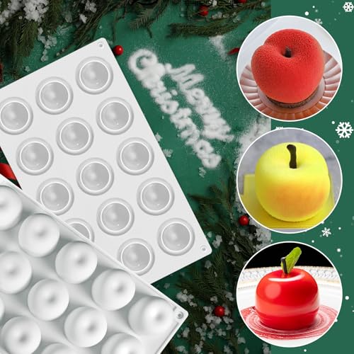 Apple Silicone Mold, 15-Cavity Apple Shaped Mousse Cake Molds - color: 15 Cavity Apple Sphere Mold