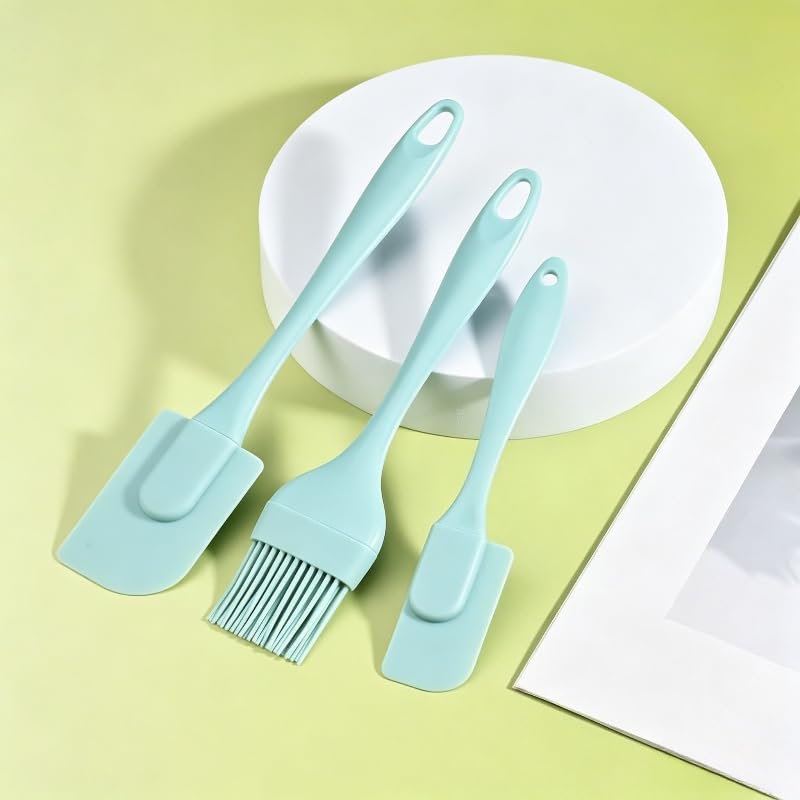 3PCS Set Non-Stick Silicone Cream Scraper,Household Baking Pastry Brushes Bread Cake Butter Spatula Kitchen Baking Tool (Blue) - color: Blue
