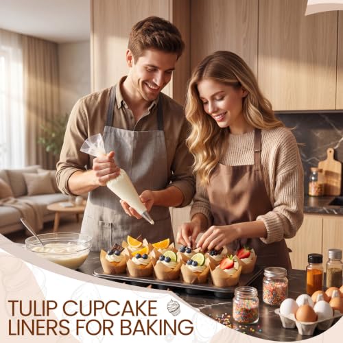 1600 Pcs Tulip Cupcake Liners Bulk, Brown, Classic - color: Brown, size: Classic