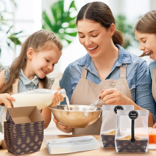Sliner 120 Pcs Mini Paper Loaf Pans Disposable Baking Set with Bags