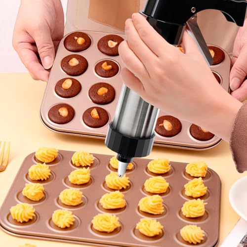 Stainless Steel Cookie Press, Spritz Cookie Maker with 13 Discs & 8 Tips