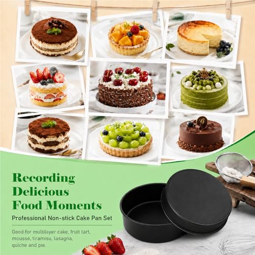 P&P CHEF 5 Inch Cake Pan Set of 3, Non-Stick Round Cake Pans - size: 5 Inch