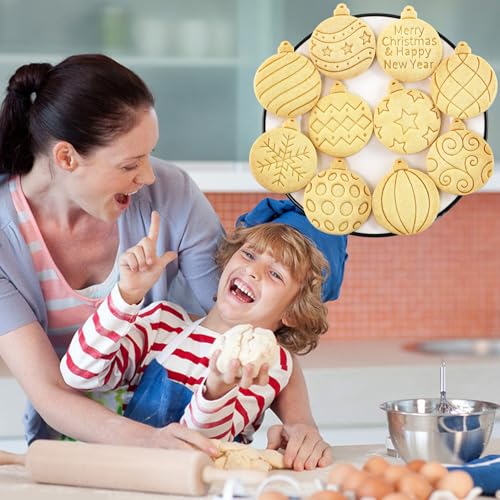 Christmas Ball Cookie Cutters 10Pcs Xmas Ornament Biscuit Molds for Baking - color: Xmas K-10
