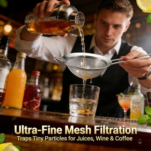 Anaeat Fine Mesh Strainers - Premium Stainless Steel Colander Sieve Sifters, with Durable Mesh and Sturdy Handle, Excellent for Sifting Dry ingredients, Flour, Pastas, Rice, Tea (2.8"） - color: 2.8" Diameter