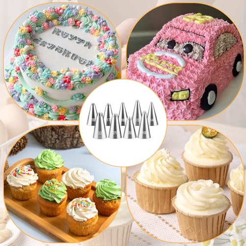 10 Pcs Open Star Piping Tips, French Tube Frosting Nozzle Kit with Coupler - color: Star