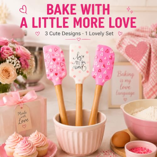 Silicone Spatula Set – 3-Piece, Wooden Handle, Heat Resistant 600°F
