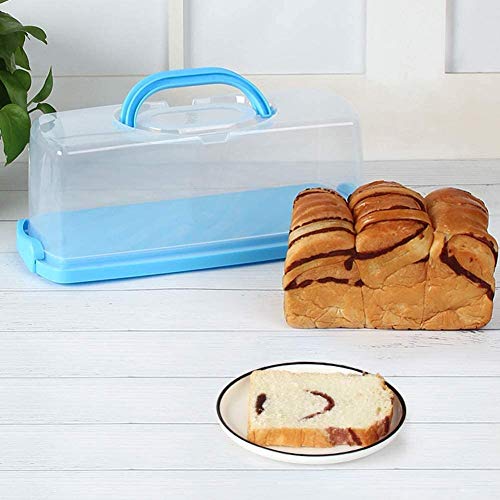 2 Pack Plastic Loaf Cake Storage Container, Bread Keeper for Carrying and Storing Banana Bread, Pumpkin Bread (Blue)