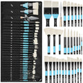 Nicpro 30pcs Paint Brush Set for Acrylic Painting, Oil, Watercolor, Gouache - color: Black-blue