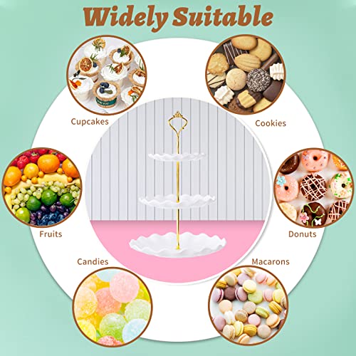 BACUTHY 3 Tier Cupcake Stand Holder, Plastic Cup Cake Tower Stand, White - color: White