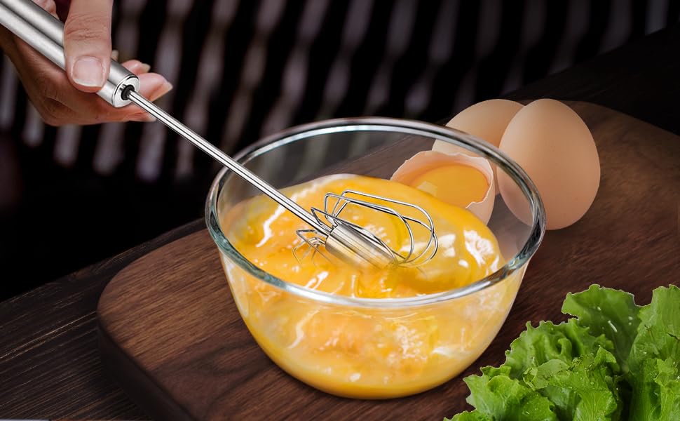 Stainless Steel Eggbeater,egg scrambler,hand mixer, Rotating Semi-Automatic Eggbeater, Allows you to stir Easily Without Feeling Tired, Used for Making Cream of Egg Beater