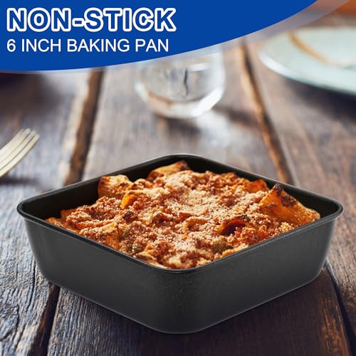 E-far 6 x 6 Inch Square Baking Cake Pan, Nonstick Small Baking Pan Set of 2 - size: 6x6x2 Inches