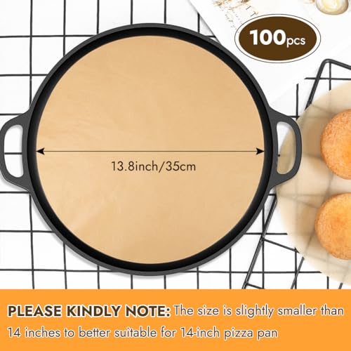 BYKITCHEN 14 Inch Parchment Paper Rounds for Pizza Pan, 100-Pieces