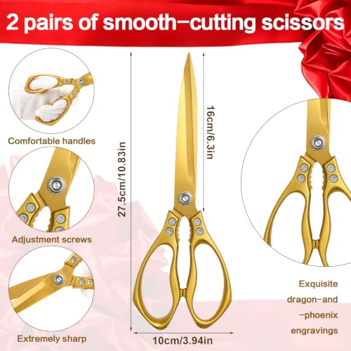 Ribbon Cutting Ceremony Kit, 10.83" Giant Gold Scissors - size: 10.83" Giant Gold Scissors
