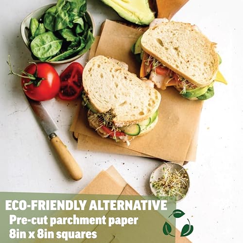 Zenlogy 8x8 Parchment Paper Squares, 200 Sheets, Unbleached, Pre-Cut - size: 8x8 - 200 Sheets