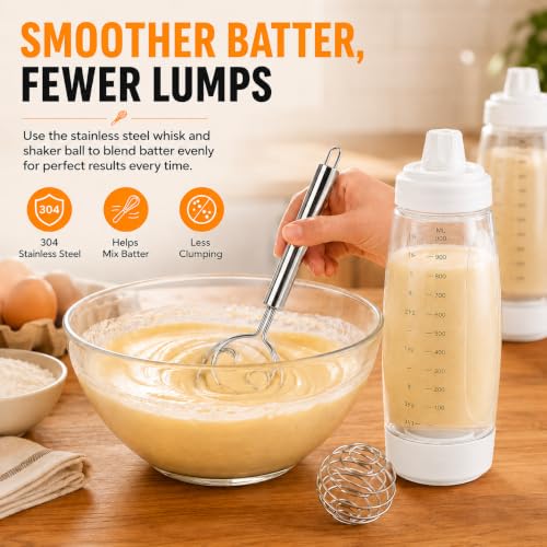 2 Pack Pancake Batter Dispenser Bottle Kit (2 Pack-White) - color: 2 Pack-White
