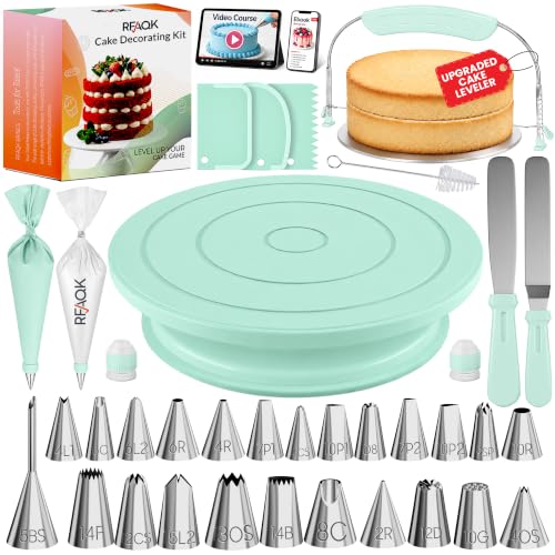 RFAQK 90PCs Cake Decorating Kit with Video Course for Beginners & Pros - color: Green