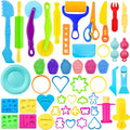 Dough Tools 49pcs Dough Tools Play for Kids Includes Cutters,Roller,Rolling Pins,Safety Scissors,Plastic Knife,Birthday Cake Molds - style: 49pcs