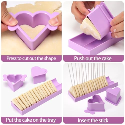Heart Cake Pop Mold Set with 9in Tray and Sticks- Purple - color: Purple（Heart）