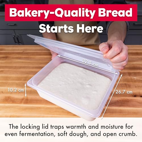 Brod & Taylor Proofing Container With 6L Capacity, Fits Up to 3000 Grams of Dough – Dough Rising Box for Bread, Sourdough & Pizza (Dishwasher Safe, BPA-Free)