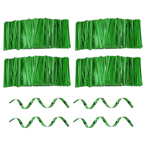 HARFINGTON 1600Pcs Bag Twist Ties 2.4" Reusable Metallic Wire Cable Ties - color: Green