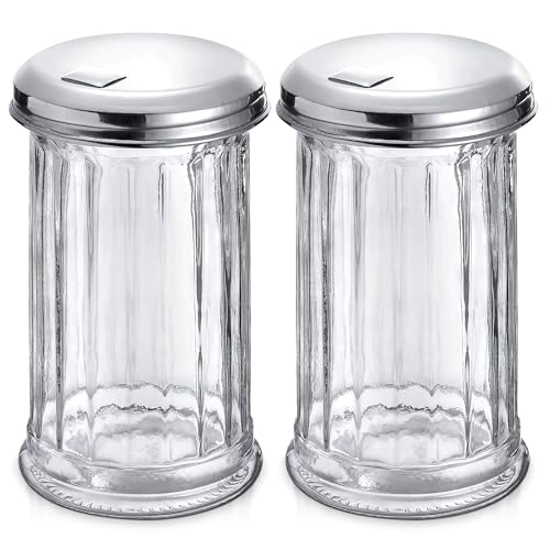 Set of 2 Glass Sugar Container for Sugar and Creamer Set 12 Oz - size: 2 Pcs 12 Oz