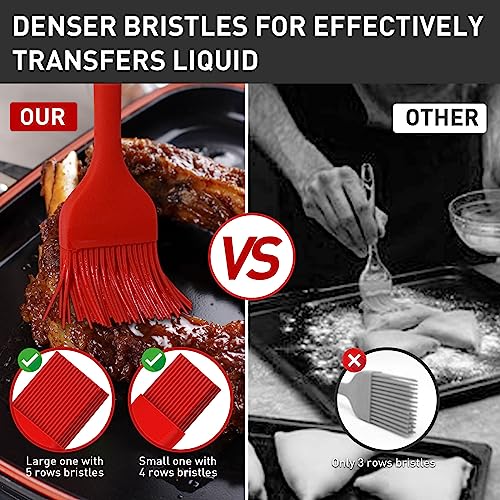 Begonia Silicone Basting Pastry Brush,2pcs 10+8 inch BBQ Sauce Brush,Red - color: Red