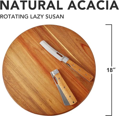 Acacia Wood Lazy Susan Wood Turntable Tray Cabinet Organizer, 18" - color: Acacia, size: 18"