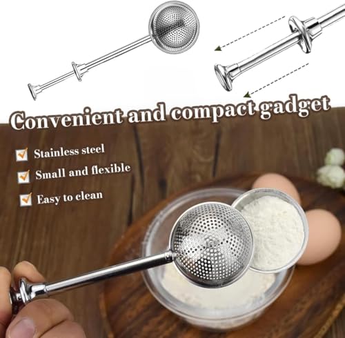 Powdered Sugar Shaker Duster Stainless Steel Dusting Wand Flour Sifter for Baking Flour Spices Baking Tools