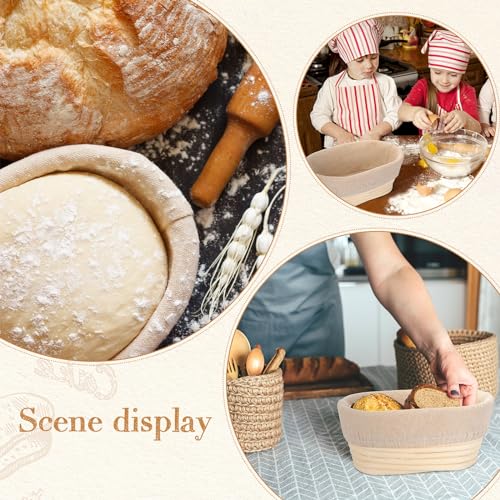 Gejoy 12 Set Oval Bread Proofing Baskets Banneton with Liner,8.5 Inch - size: 8.5 Inch