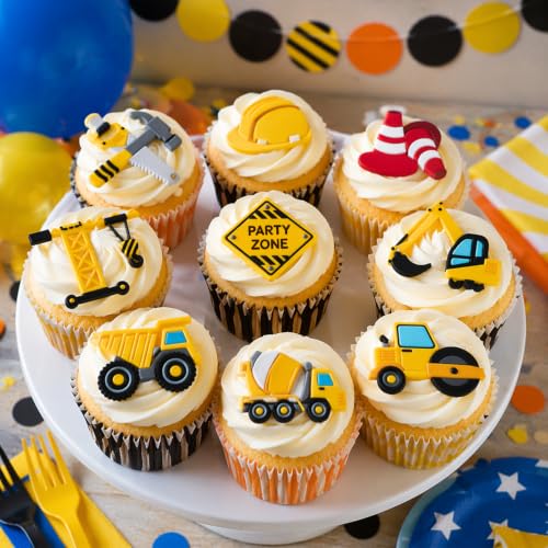 AnyDesign Construction Fondant Mold 3D Dump Truck Excavator Traffic Cone Silicone Baking Mould for Chocolate Candy Cake Decoration Cupcake Topper DIY Baking Craft Birthday Party Supplies