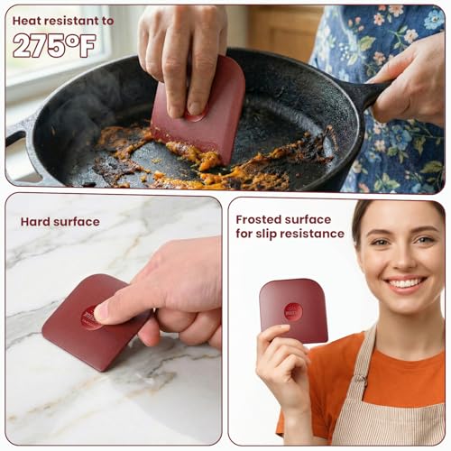 Pan Scraper Tool for Kitchen 5 Pcs Pot Scraper - color: Red