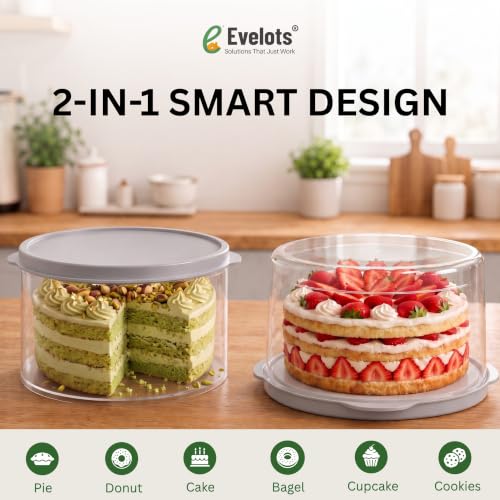 Evelots 11-Inch Cake Container with Lid, Portable Carrier for Cakes & Pies - size: 1-Pack, style: Cake Container