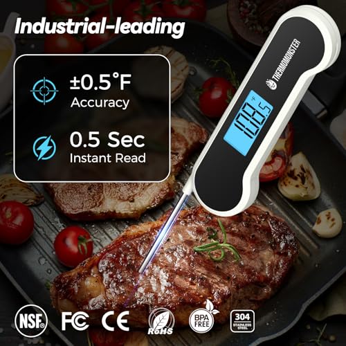 0.5 Sec Instant Read Meat Thermometer Digital for Cooking, White - color: White