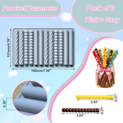 2 Pack Finger Biscuit Silicone Molds 16 Cavities Cereal Bars Baking Mould