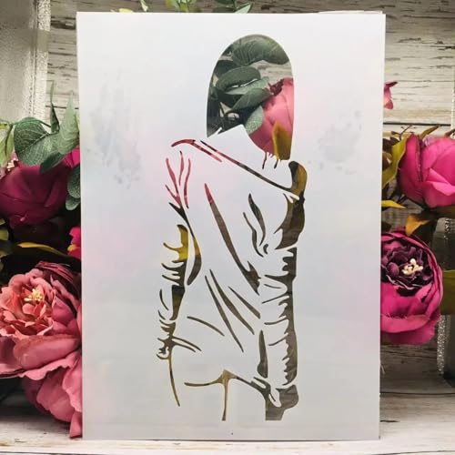TIAMECH A4 Reusable Shy Dress Girl Stencil for Painting - style: Shy Dress Girl