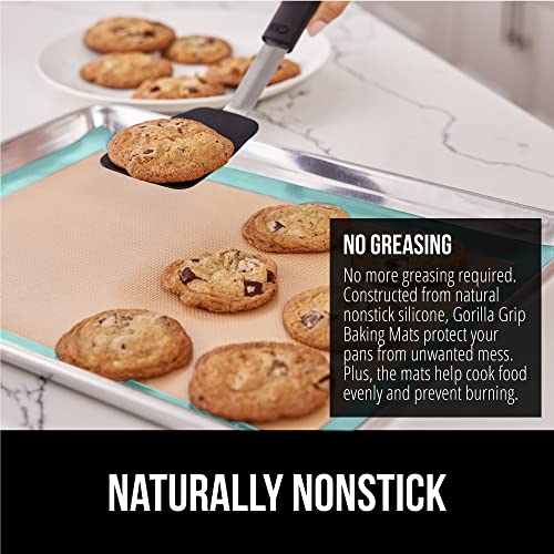 GORILLA GRIP Nonstick Silicone Baking Mats, 2PK, 2/3 Sheet, Mint - color: Mint, size: 20.5" x 14.62" (2/3 Sheet)
