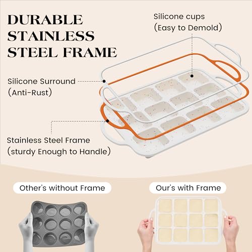Mini Brownie Pan with Dividers, 12 Cup Square, Cream - color: Square, size: 2.5 inch