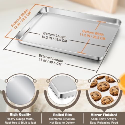 16"x12" Baking Sheet Pan(1Pc), Joyfair Stainless Steel Toaster Oven Tray - size: 16"x12"