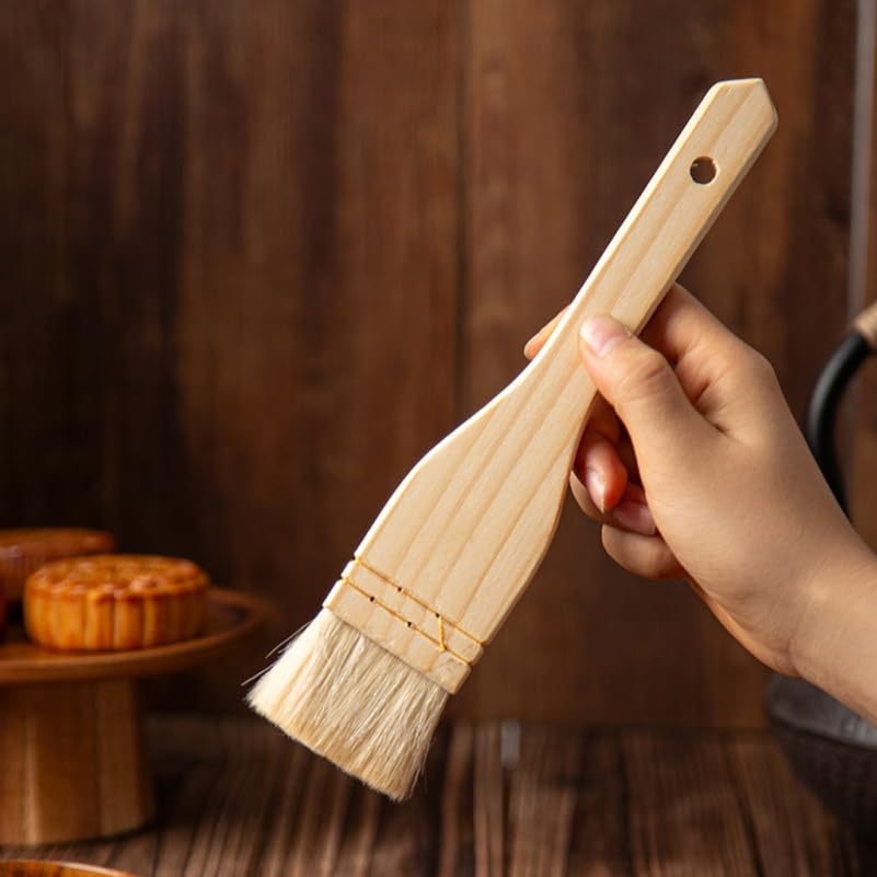 Ciieeo 4 pack Nonshedding Wool Basting Brush Beige Wood