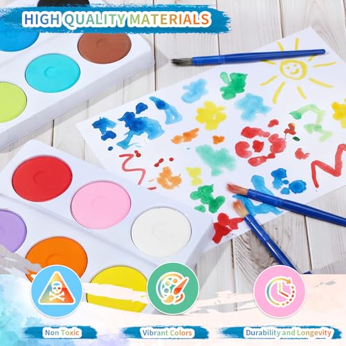 Nuanchu 8 Set 96 Pcs Tempera Paint Cakes with Tray Bulk, 12 Colors