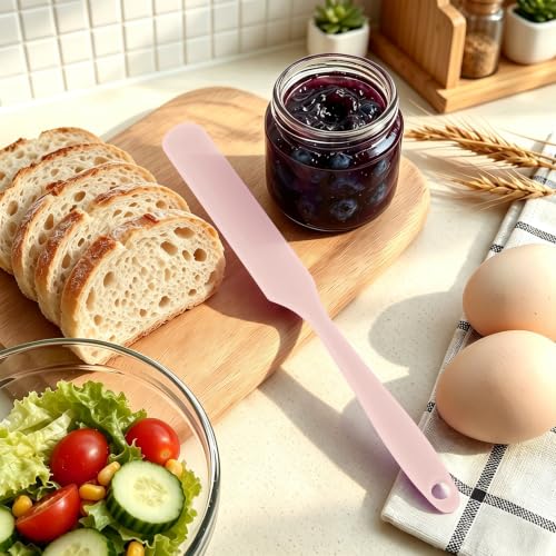 9 Pcs Silicone Jar Spatulas, Narrow Heat-Resistant Reusable Scraper, Pink - color: Pink