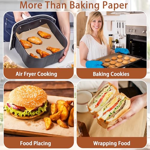 10x10 Inch Parchment Paper Sheets 400 Pcs, Unbleached Non-Stick - size: 10"x10"-400pcs