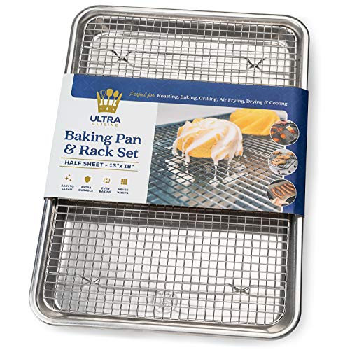 Aluminum Baking Sheet with Cooling Rack Set, 13''x18'' (Half Sheet Pan) - size: Half Sheet (Value Pack)
