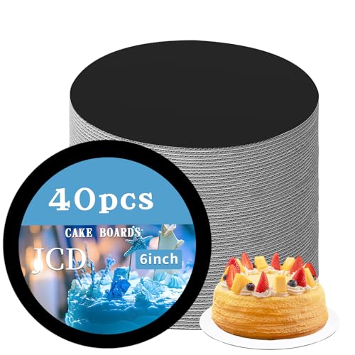 JCD 40 Packs Black Cake Boards Round,6inch Circles Rounds Base Food-Grade Cardboard,6 Inch Cake Plate（Thinner But Stronger(Black, 6inch/40Pcs) - color: Black, size: 6inch/40Pcs