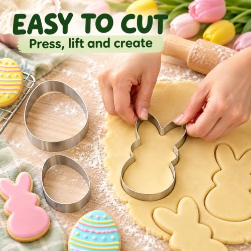 Easter Cookie Cutter Set - 6 Piece Easter Bunny and Egg Cookie Cutters - style: Easter